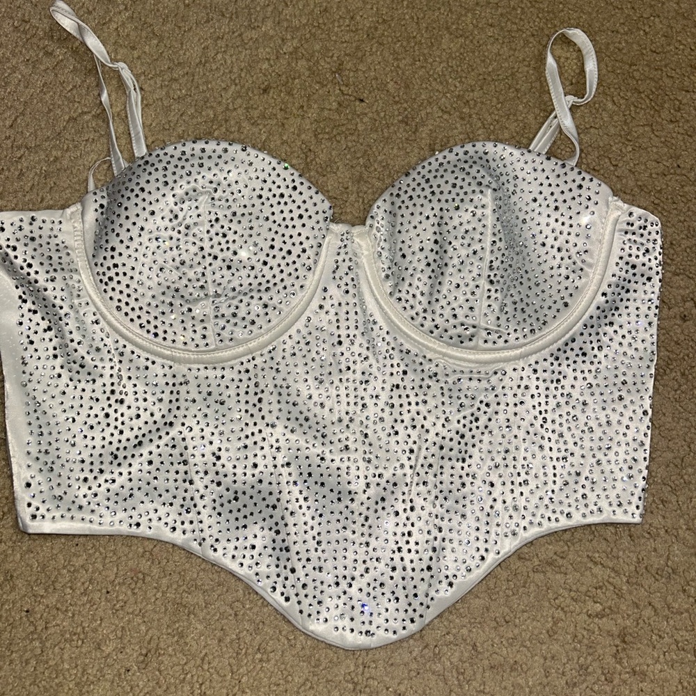 Windsor White Rhinestone Embellished Bustier
